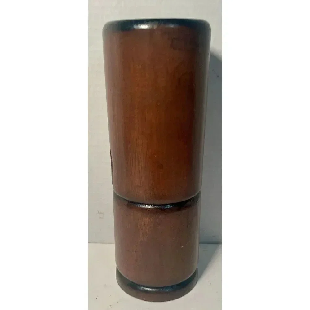 Tiki Totem Pole Candle Holder Hand Carved Wood With Glass/Candle Insert 10